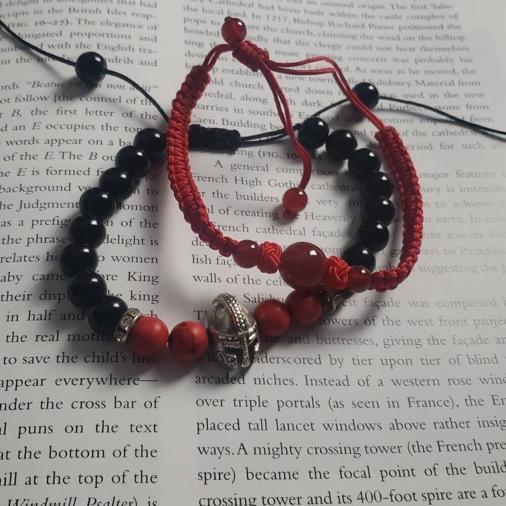 Volcanic‎ Stone Agate Beaded Elastic Bracelet natural Stone Helmet by Fitbest